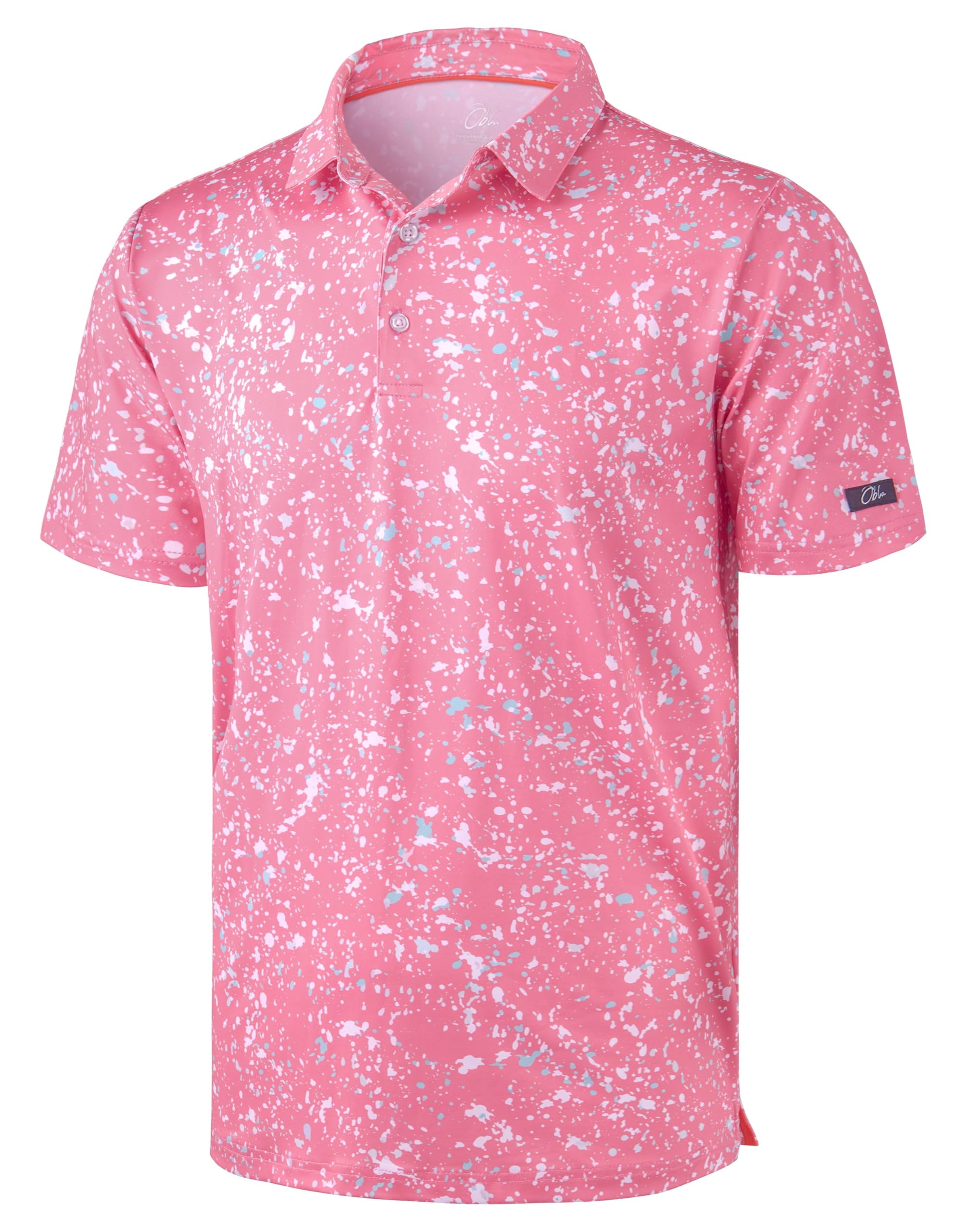 Obla Men's Golf Polo Shirts Print Short Sleeve Dry Fit Collared Shirt | Moisture Wicking, Performance, Lightweight, Casual, Polo Shirts for Men