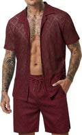 Men 2 Piece Shorts Set Sexy Lace Mesh Sheer Short Sleeve Summer Rave Outfit