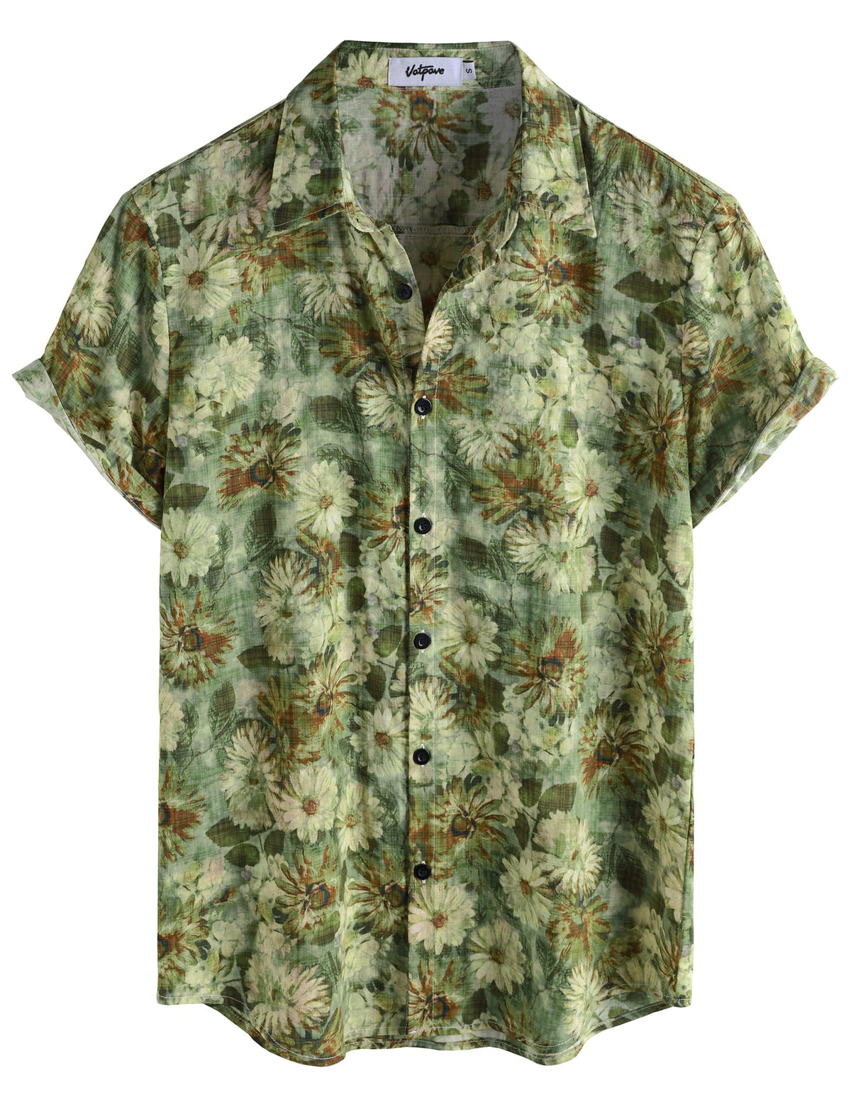 VATPAVE Mens Short Sleeve Button Down Shirts Summer Hawaiian Shirt | Casual Beach Resort Wear, Vintage, Floral Flower Tropical Print, Regular Fit, Holiday, Vacation, Country Concert