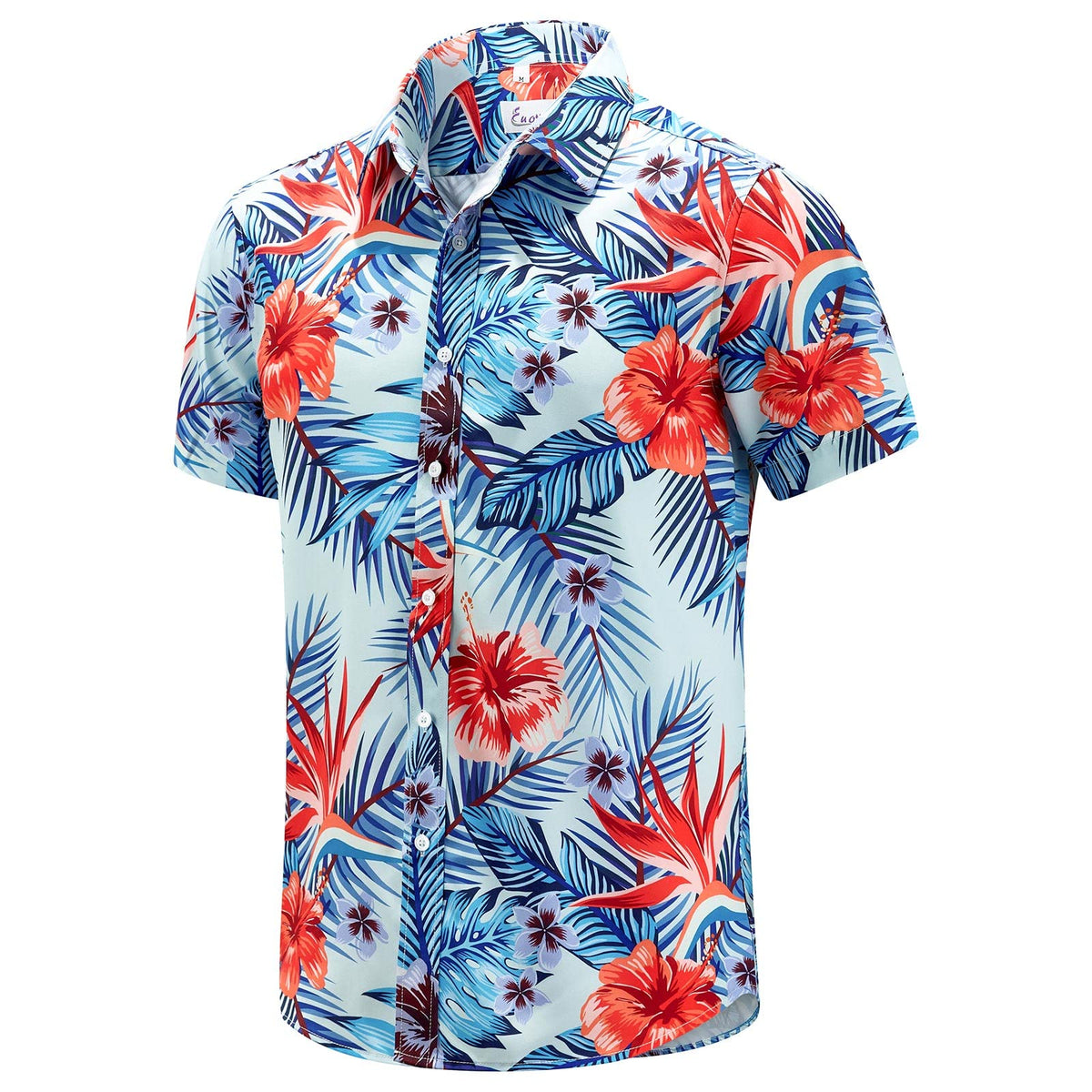 EUOW Men's Hawaiian Shirt Short Sleeve Printed Button Down Beach Shirts