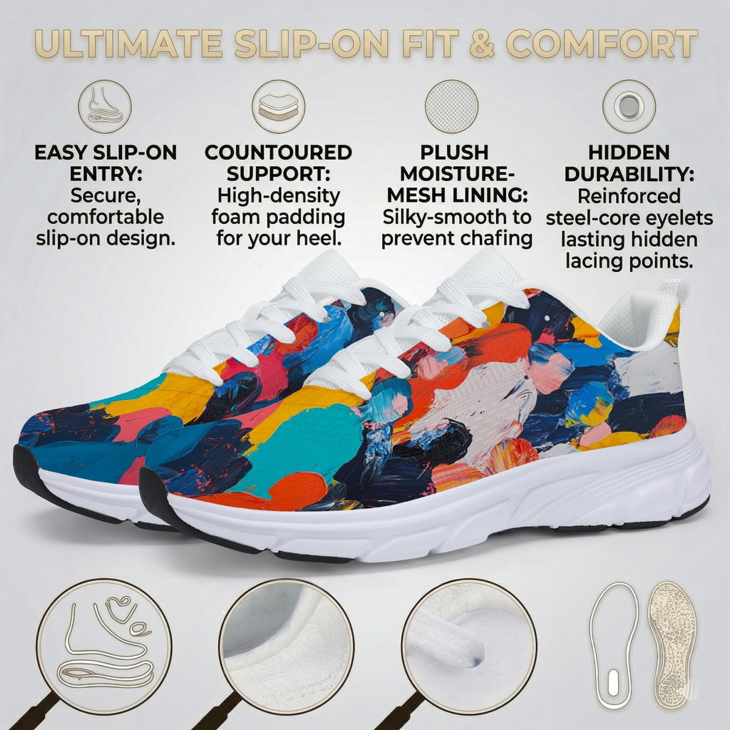 Women's Fashion Sneakers - Comfortable Breathable Mesh Platform Casual Walking Shoes for Everyday Wear, White Sole, All-Day Support