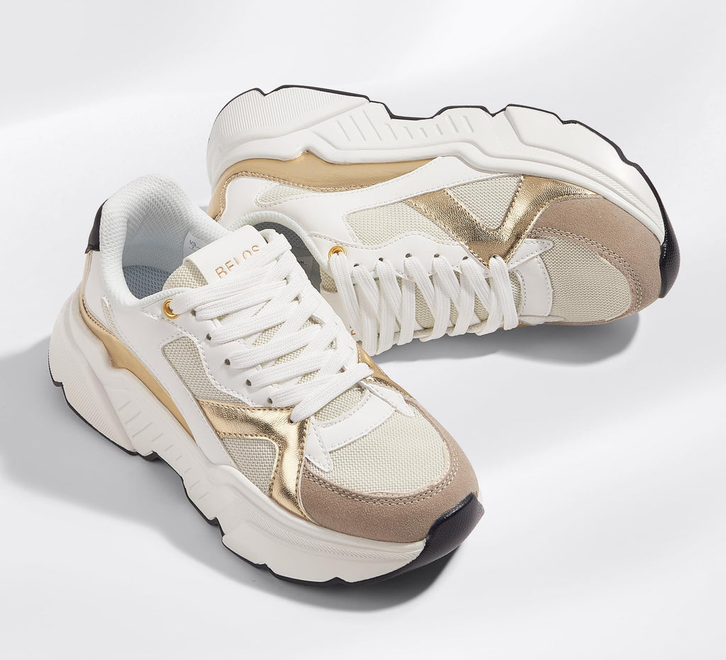 BELOS Women Platform Chunky Sneakers Fashion Dad Sneakers | Casual Lace Up Comfortable Lightweigt Walking Shoes