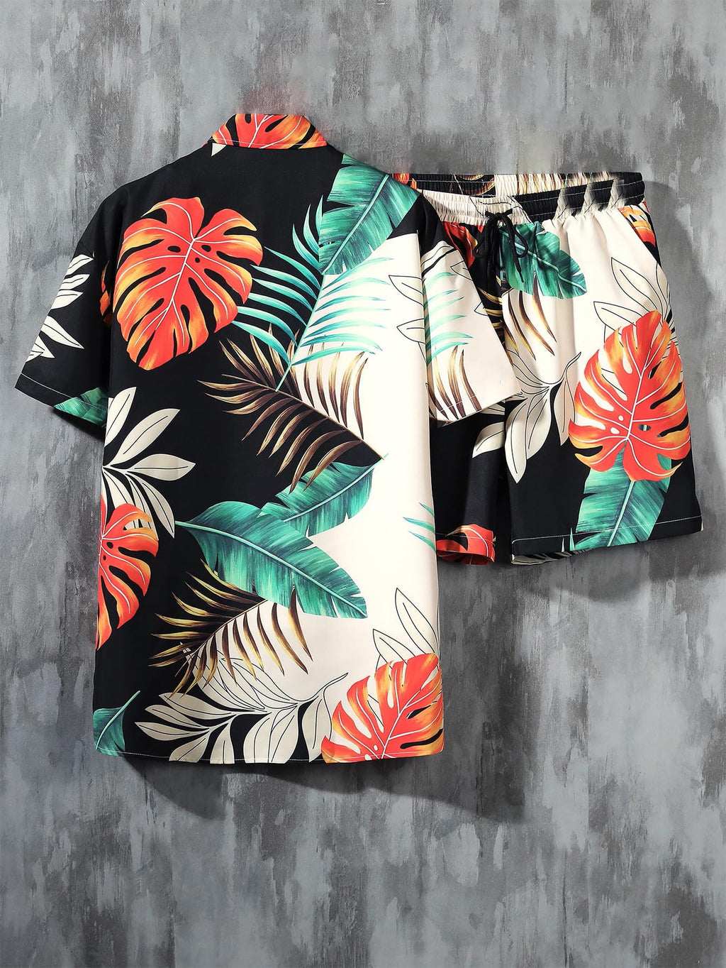 GORGLITTER Men's Cruise Rave Vacation Matching Outfits 2 Piece Short Sets | Mens Summer Beach Outfits, 2 Piece Shorts Set, Couples Travel Outfits, Hawaiian Shirts