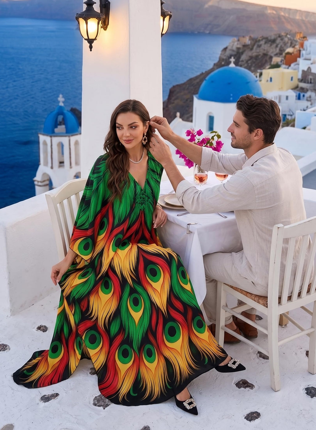 Yanziliu Kaftan Dress for Women,Plus Size Hawaiian Batwing Sleeve Beach Cover Up Summer Swimsuit Dresses