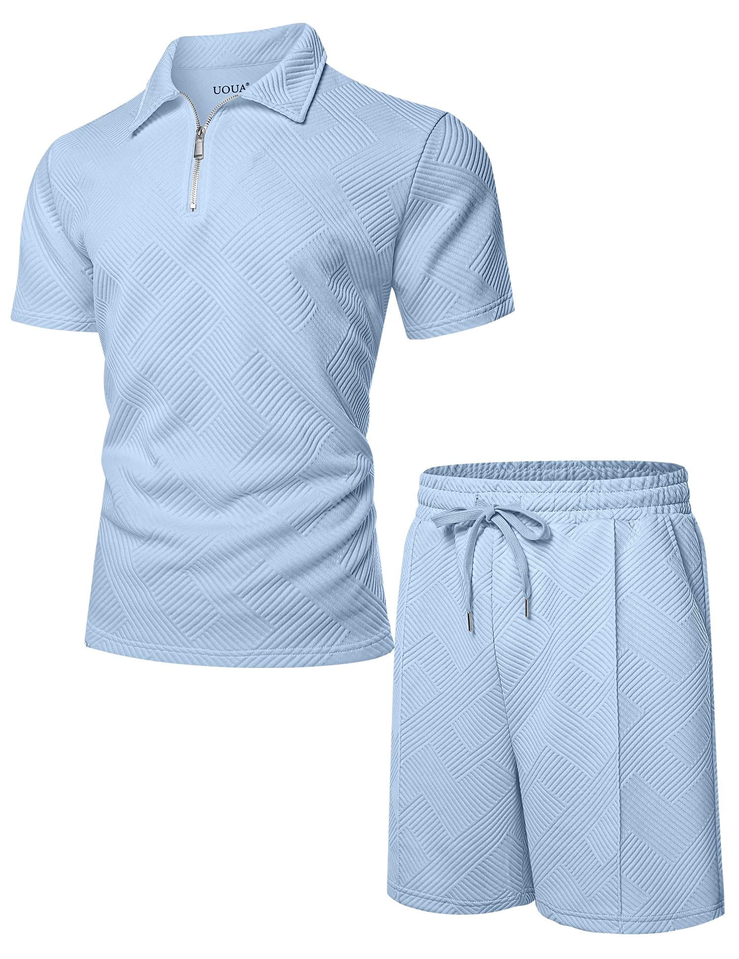 Mens Summer Track Suits 2 Piece Shorts Sets Short Sleeve Sweatsuit Outfits 1/4 Zip Golf Polo Shirts Loungewear