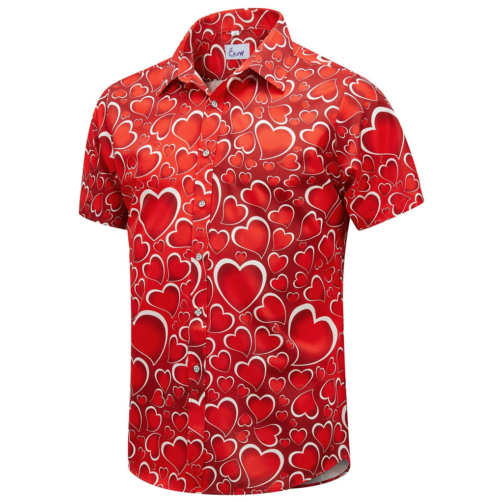 EUOW Men's Hawaiian Shirt Short Sleeve Printed Button Down Beach Shirts