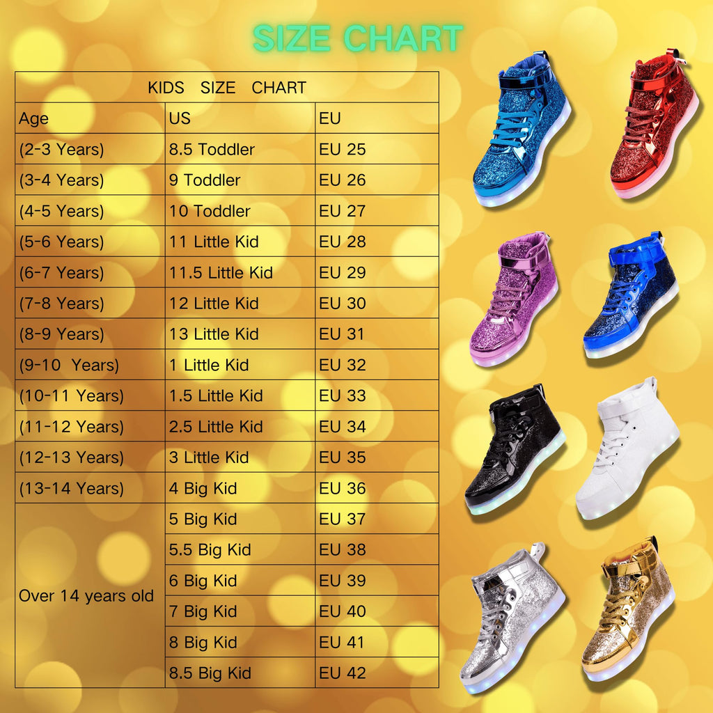 Glitter Led Shoes Light Up Shoes High Top Sneakers for Women Men Flashing Dancing Shoes for Halloween Christmas Party with USB Charging