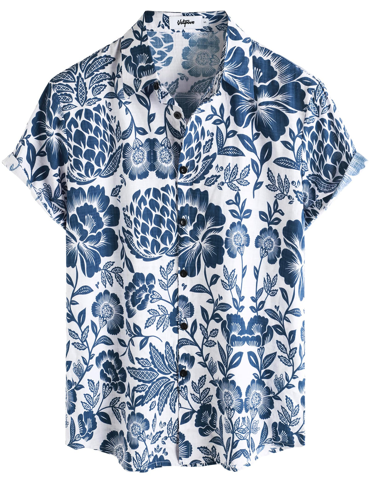 VATPAVE Mens Casual Hawaiian Shirt Short Sleeve Button Down Beach Shirts | Travel, Floral, Print, Vintage, Boho, Hippie, Lightweight, Breathable, Summer, Tropical, Vacation, Festival, Rave, Resort