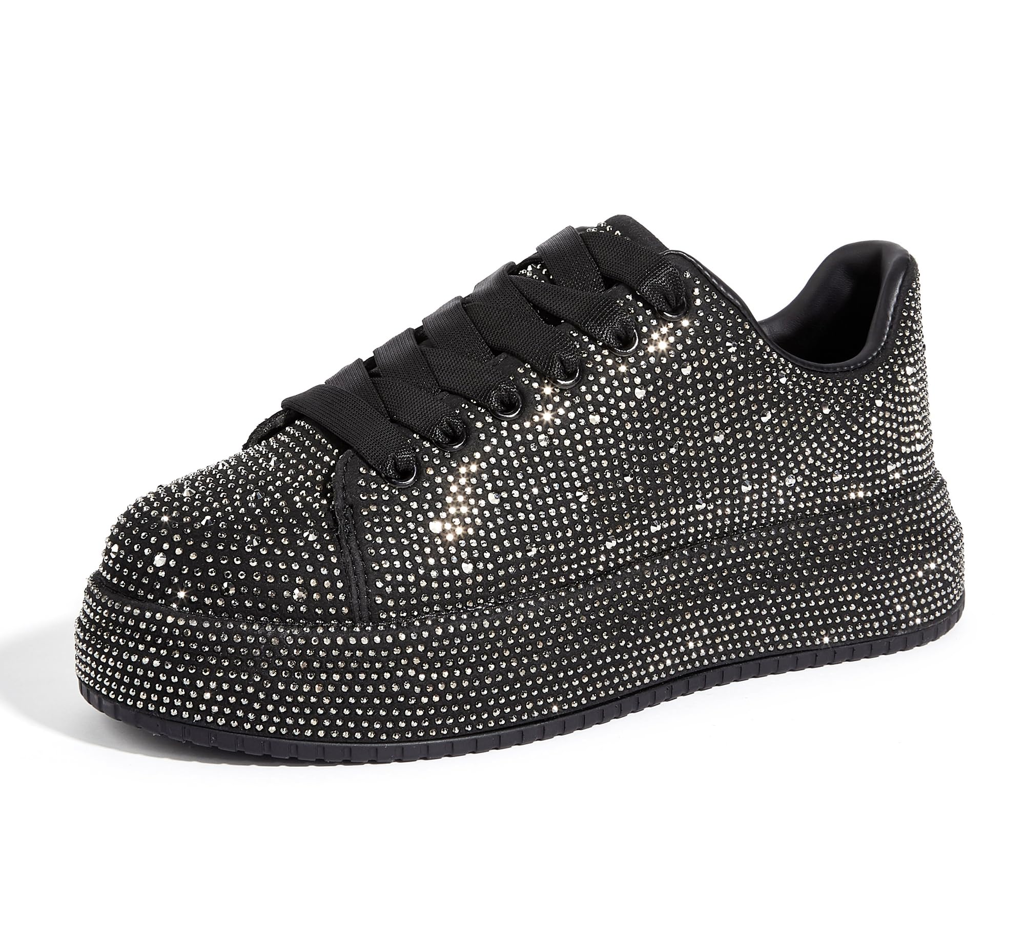 LUCKY STEP Rhinestone Platform Sneakers for Women | Sparkly Glitter Bling Tennis Shoes Fashion Wedding Party Walking Sneakers
