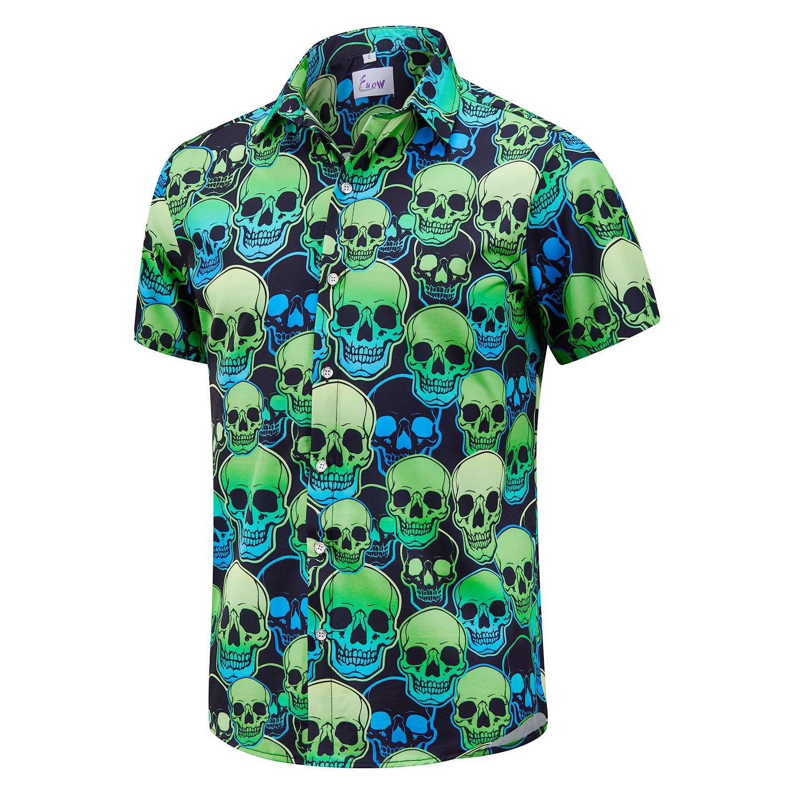 EUOW Men's Hawaiian Shirt Short Sleeve Printed Button Down Beach Shirts