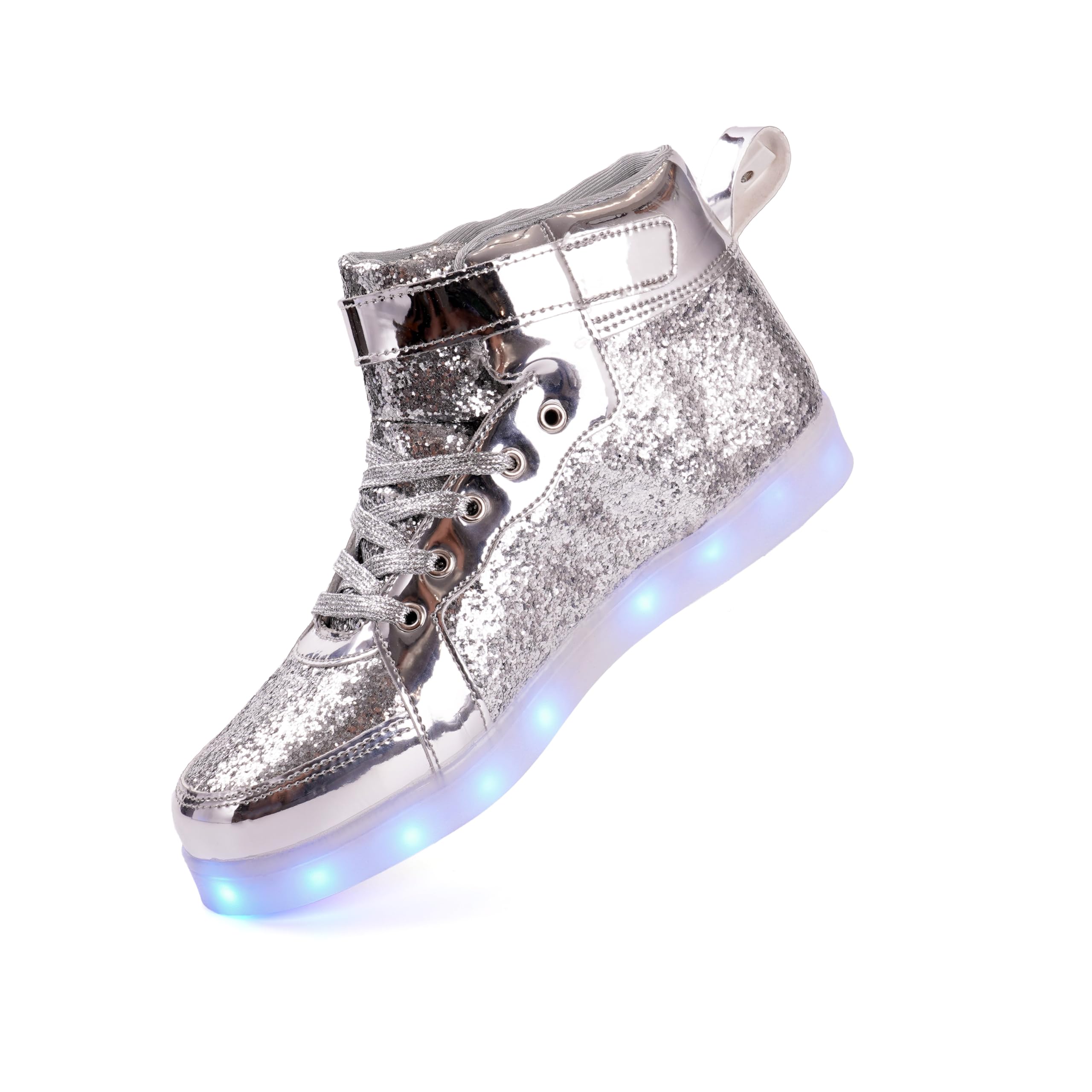 Glitter Led Shoes Light Up Shoes High Top Sneakers for Women Men Flashing Dancing Shoes for Halloween Christmas Party with USB Charging