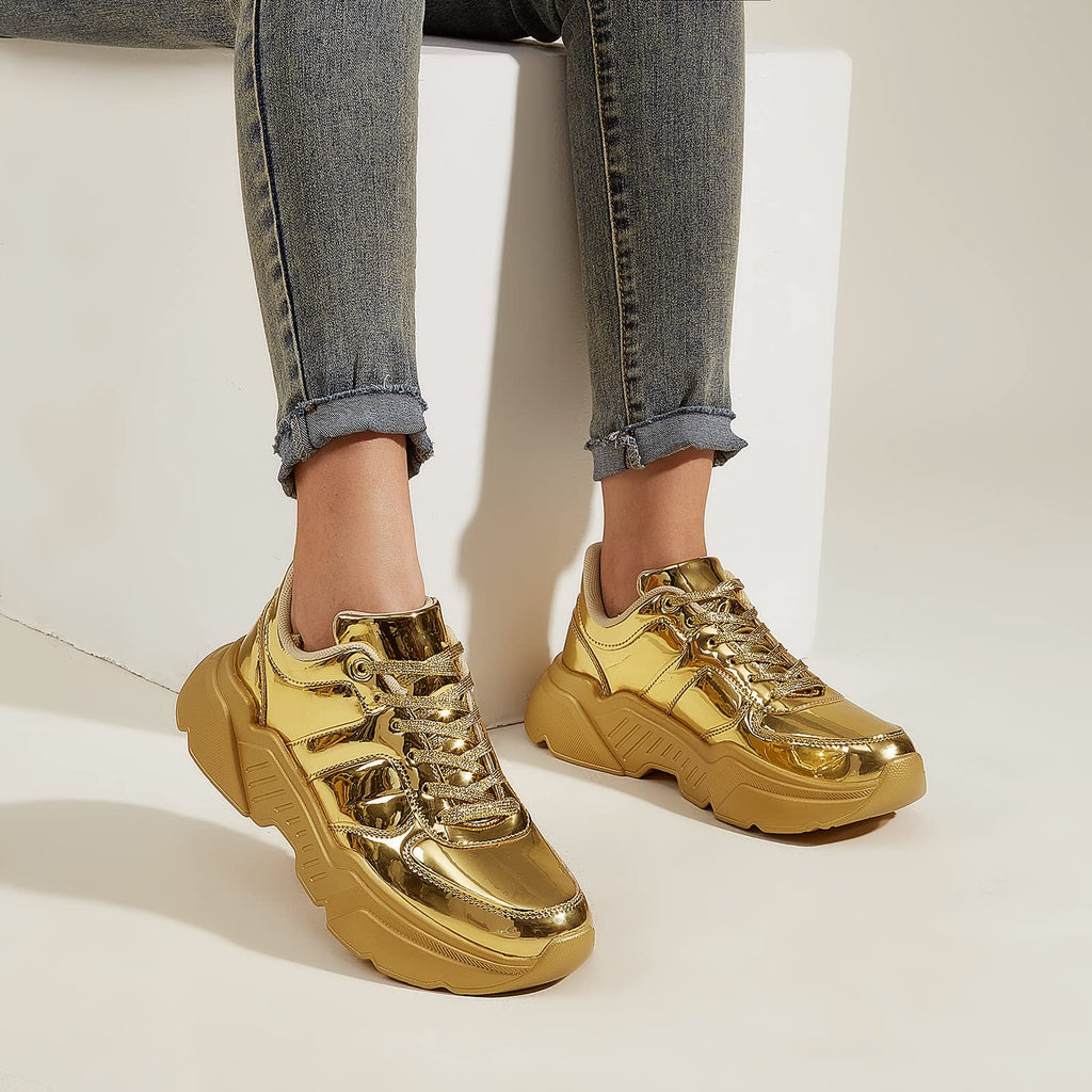 BELOS Women Platform Chunky Sneakers Fashion Dad Sneakers | Casual Lace Up Comfortable Lightweigt Walking Shoes