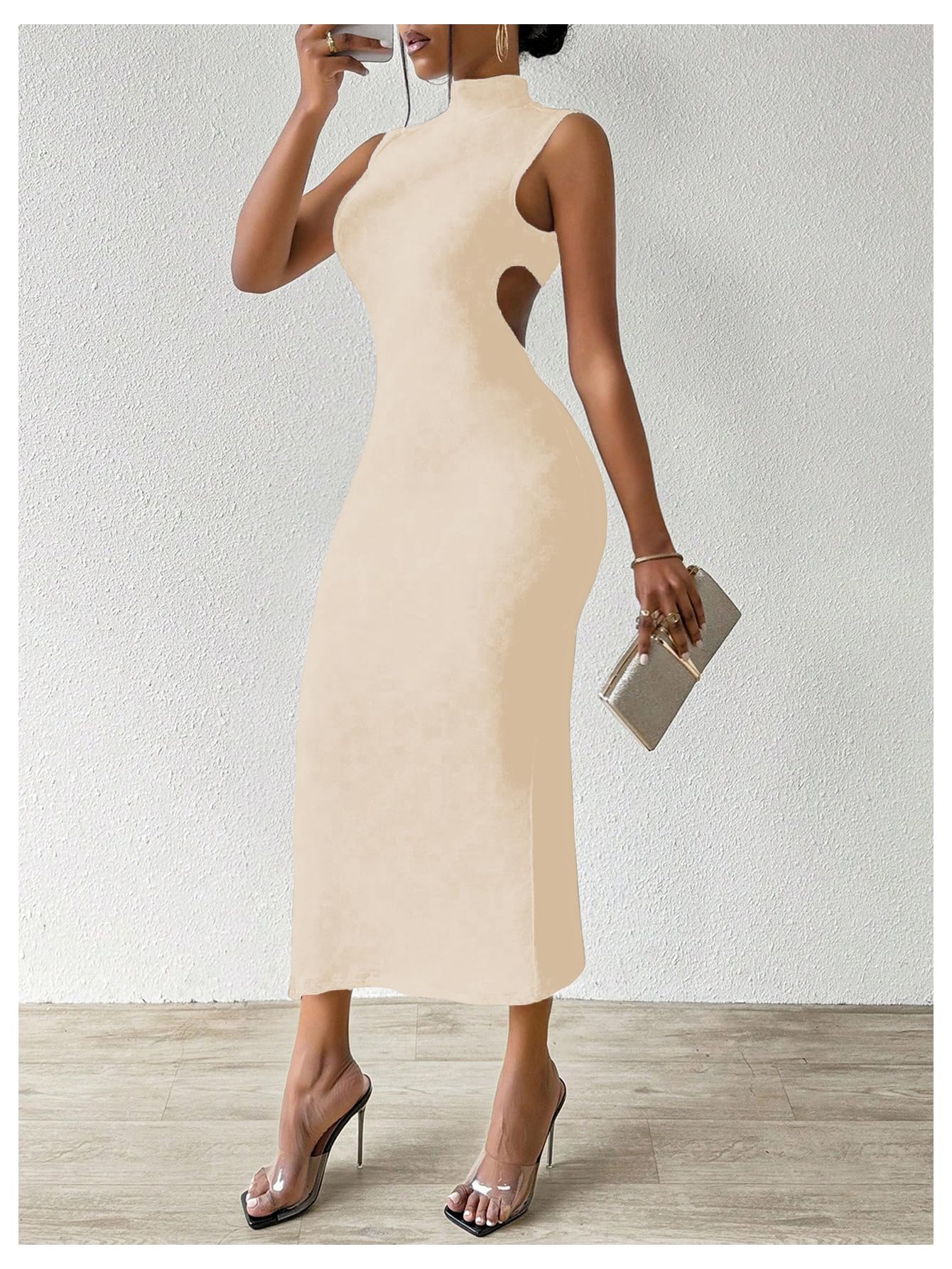 GORGLITTER Women's Sexy Backless Cocktail Club Night Going Out Maxi Dresses | Birthday Tea Party Outfits, Bodycon Dress for Women, Date Night, Dinner Clubbing Dresses