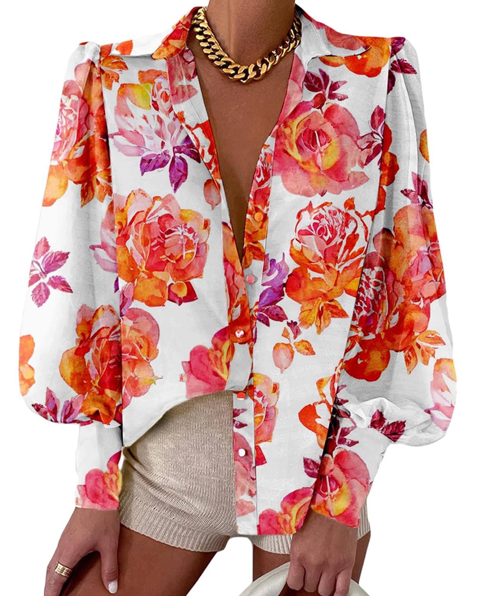 BTFBM Blouses for Women Dressy Casual Long Sleeve Shirts | Lapel V Neck Button Down Shirt, Boho Tops, Disco Outfits, Business Casual Blouse, Fashion Clothing, Summer Fall Clothes 2026
