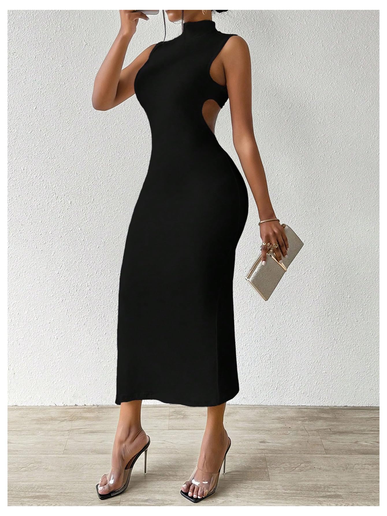 GORGLITTER Women's Sexy Backless Cocktail Club Night Going Out Maxi Dresses | Birthday Tea Party Outfits, Bodycon Dress for Women, Date Night, Dinner Clubbing Dresses