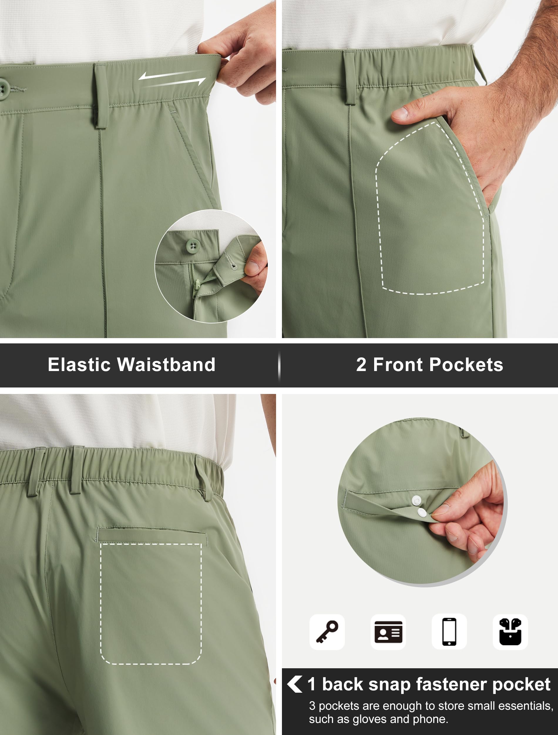 Men's Classic Fit 9" Golf Shorts Casual Summer Outfits | All Day Comfy, Stretch, Elastic Waist, Lightweight, Quick Dry Dress Travel Clothing