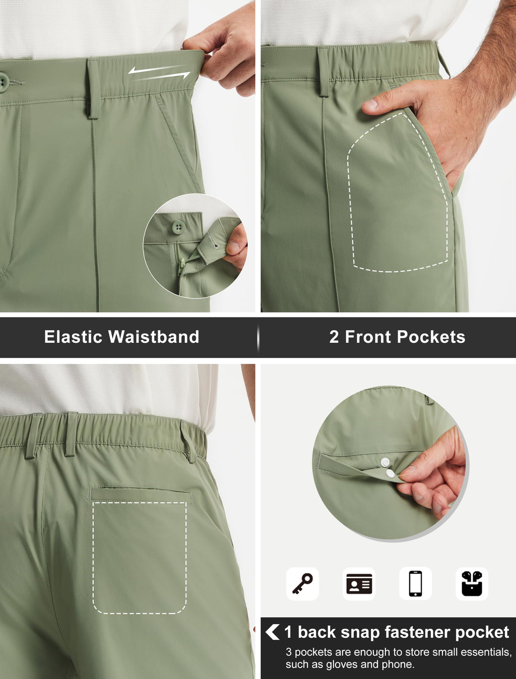 Men's Classic Fit 9" Golf Shorts Casual Summer Outfits | All Day Comfy, Stretch, Elastic Waist, Lightweight, Quick Dry Dress Travel Clothing