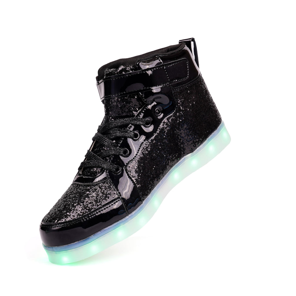 Glitter Led Shoes Light Up Shoes High Top Sneakers for Women Men Flashing Dancing Shoes for Halloween Christmas Party with USB Charging
