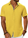 PJ PAUL JONES Mens Short Sleeve Button Down Shirts Casual Summer Clothing | Linen Textured, Summer Beach Vacation Tops, Untucked Dress Shirt, Lightweight, Regular Fit, Fashion Resort Wear