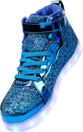 Glitter Led Shoes Light Up Shoes High Top Sneakers for Women Men Flashing Dancing Shoes for Halloween Christmas Party with USB Charging
