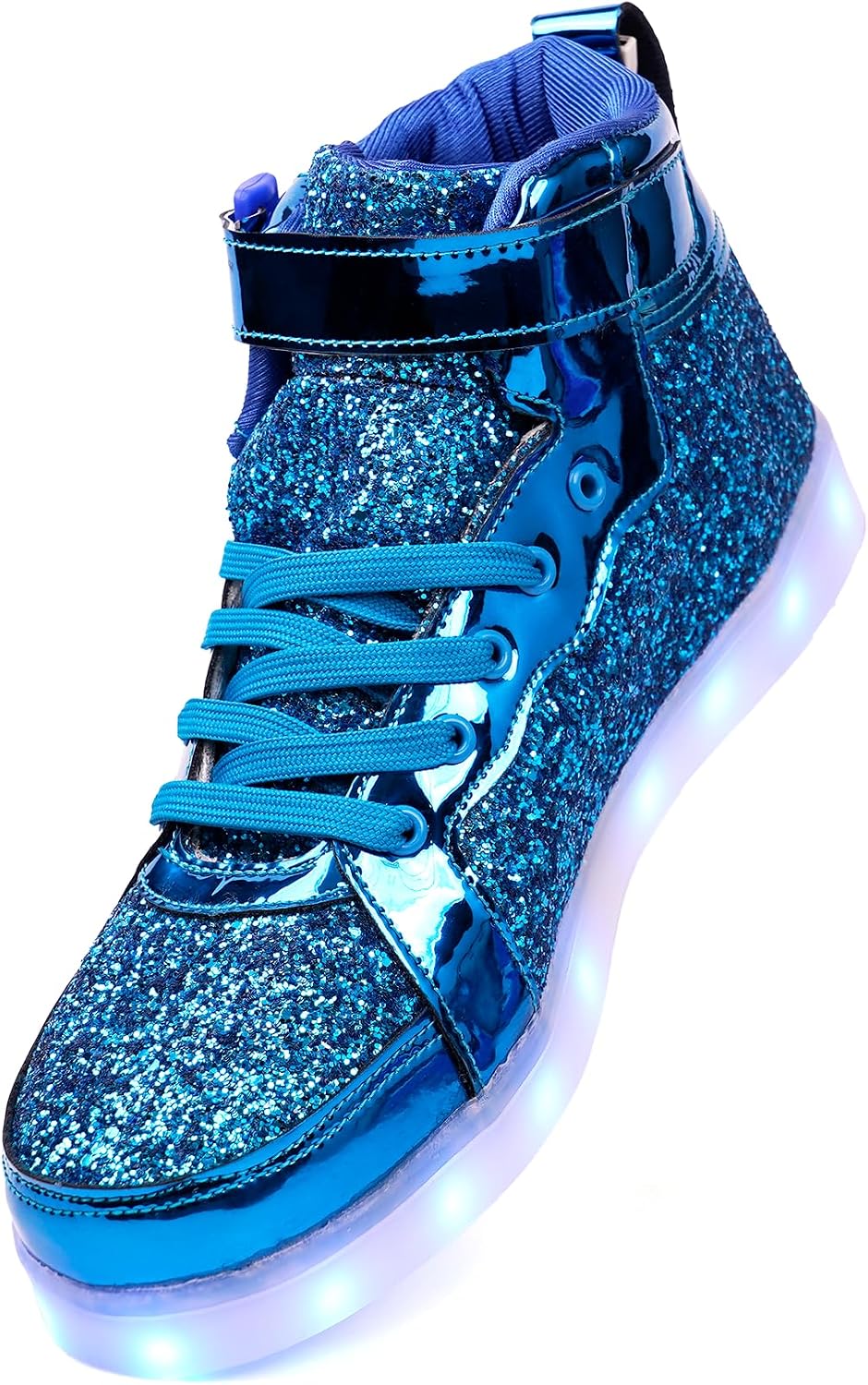 Glitter Led Shoes Light Up Shoes High Top Sneakers for Women Men Flashing Dancing Shoes for Halloween Christmas Party with USB Charging