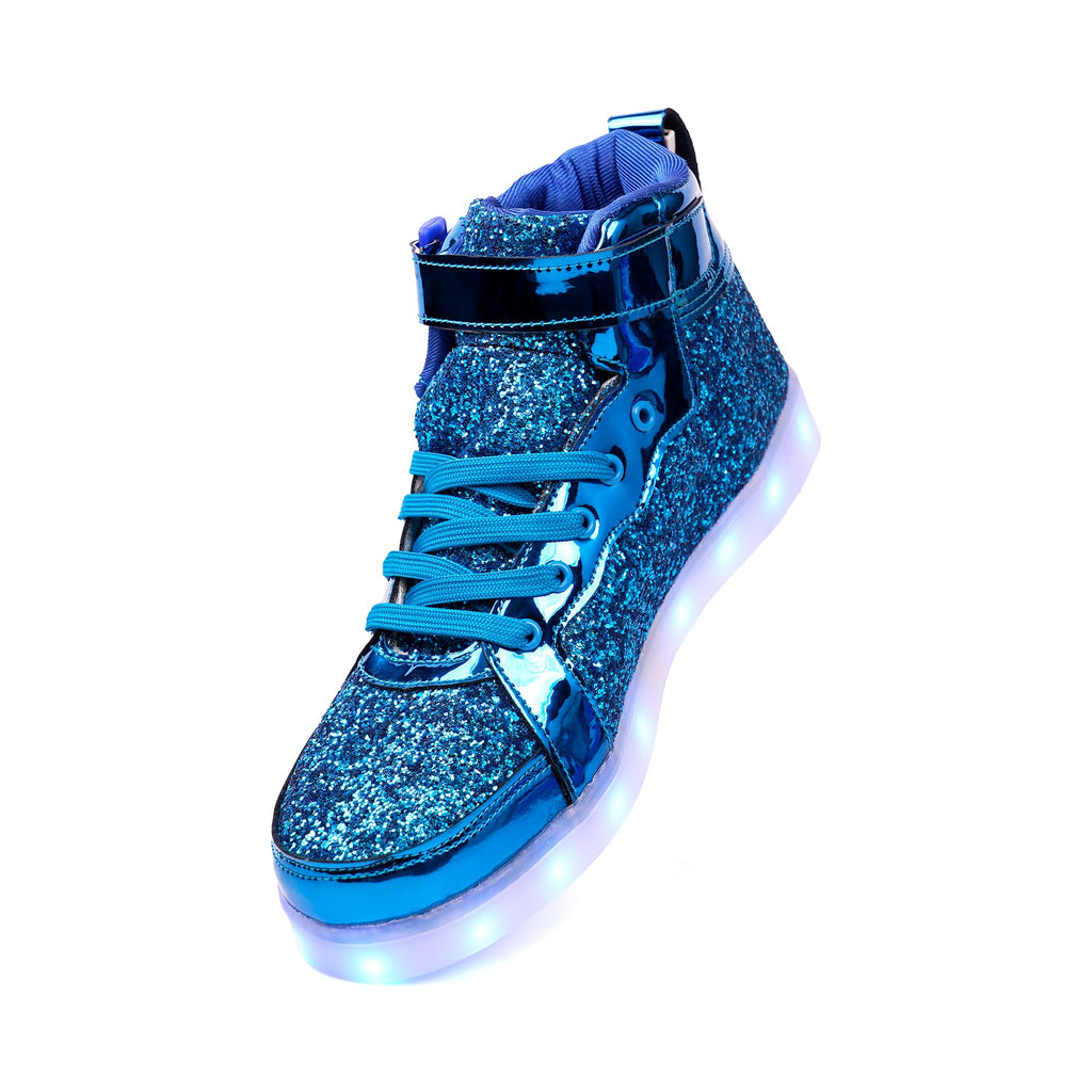 Glitter Led Shoes Light Up Shoes High Top Sneakers for Women Men Flashing Dancing Shoes for Halloween Christmas Party with USB Charging