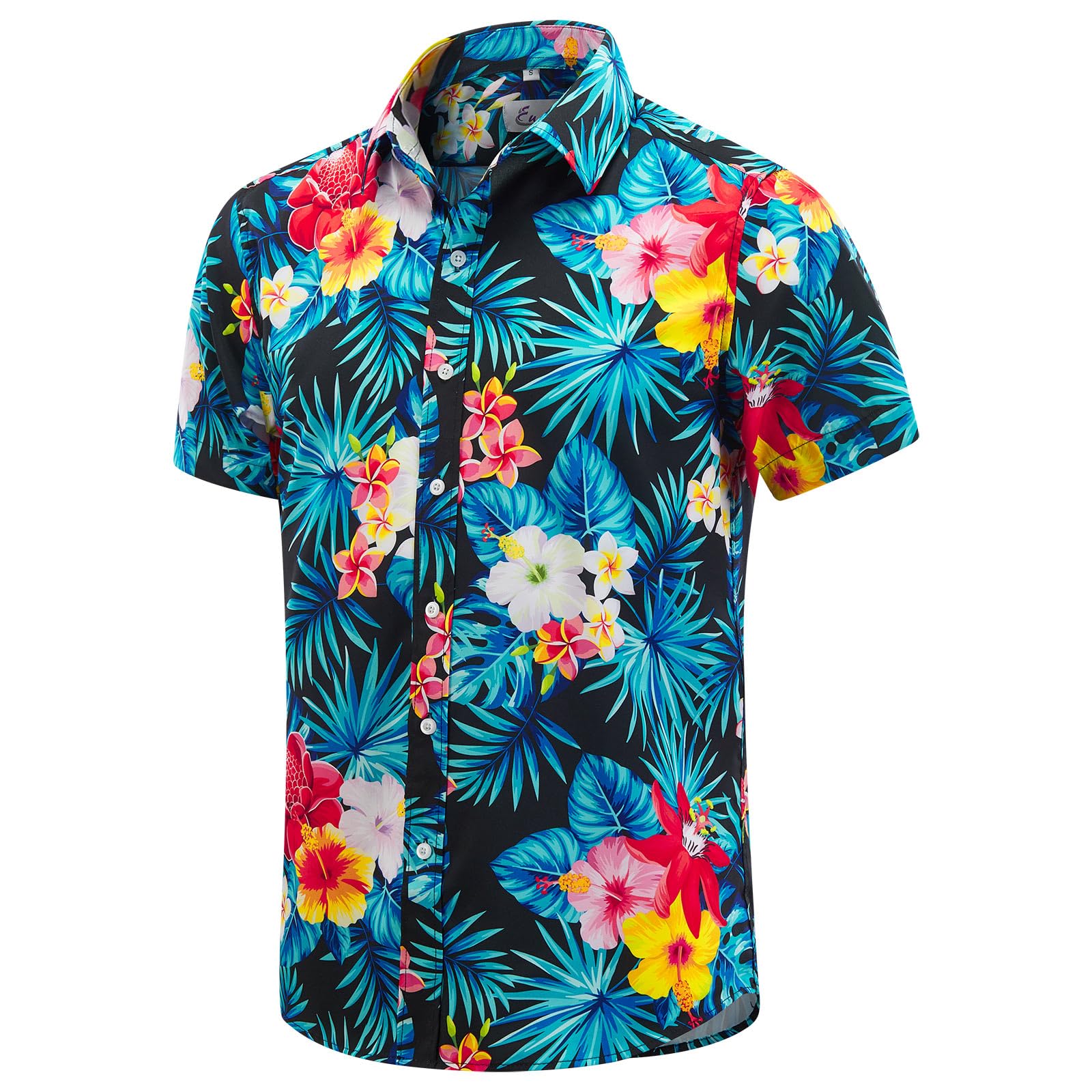 EUOW Men's Hawaiian Shirt Short Sleeve Printed Button Down Beach Shirts