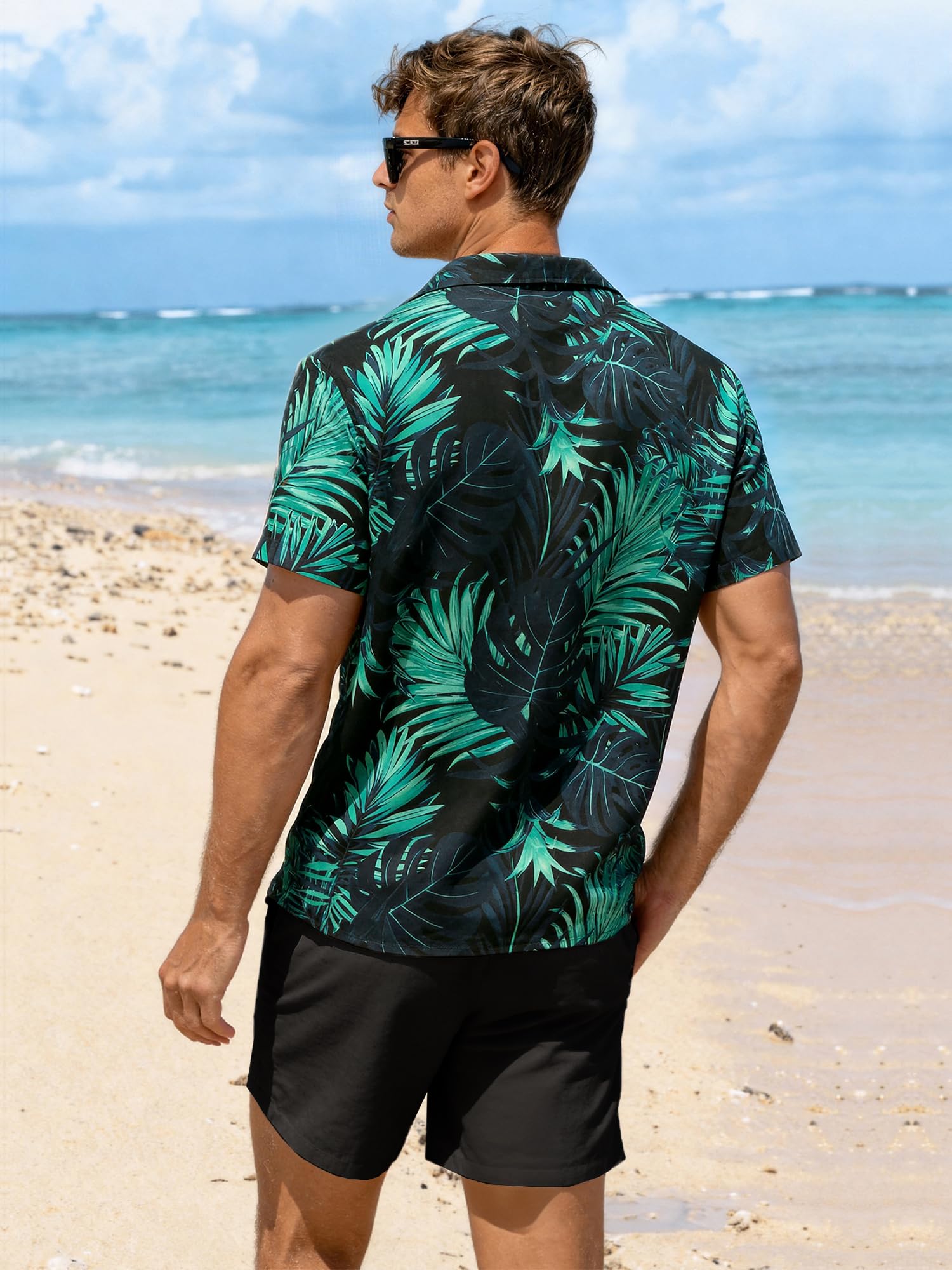 JEMLDL Men's Hawaiian 2 Piece Outfits Floral Button Down Shirts & Linen Shorts Sets Summer Beach Travel Clothes