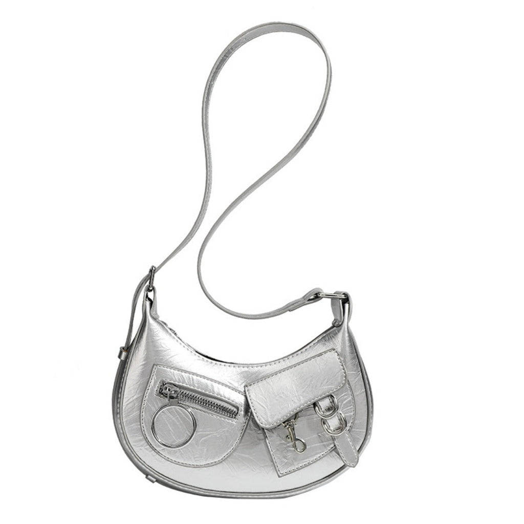 Design Stylish Retro Small Crossbody Bag - Versatile Punk Crescent Bag for Everyday Use