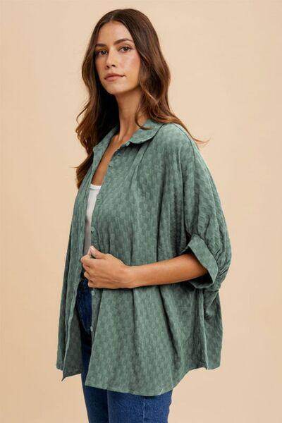 Annie Wear Checkered Button Up Half Sleeve Shirt for Women