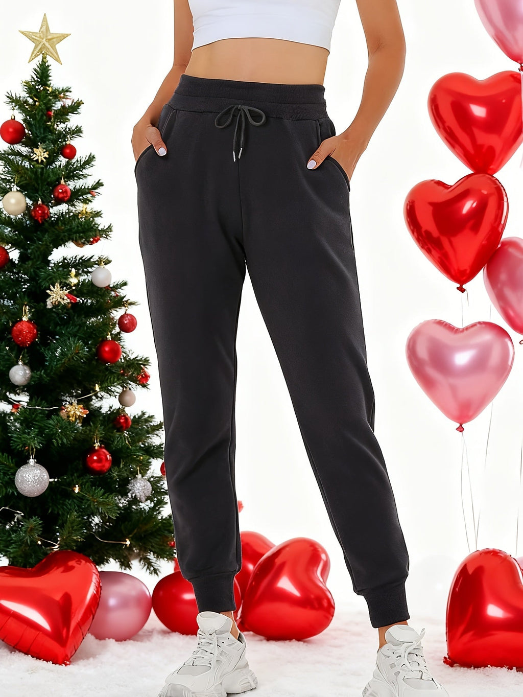 🖤 Women’s Fleece Sweatpants Jogger — Boyfriend Style (Solid Color)