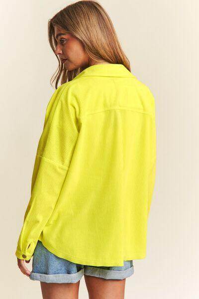 J.NNA Snap Down Long Sleeve High Low Shacket for Women