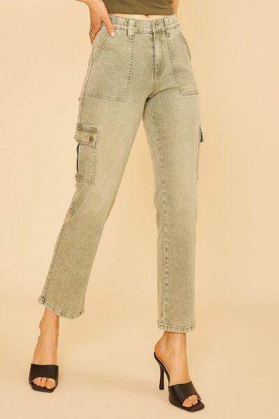 Annie Wear Straight Leg Jeans with Cargo Pockets Style