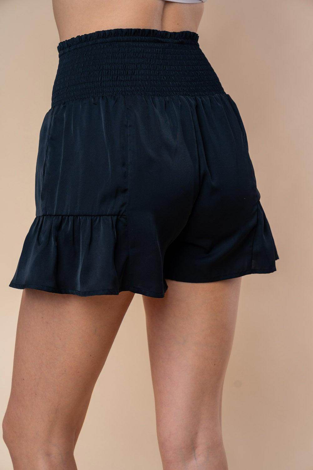 White Birch Full Size High Waisted Smocked Shorts for Women
