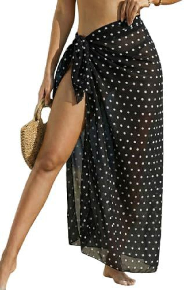 Sheer Chiffon High-Slit Swim Cover-Up Dress