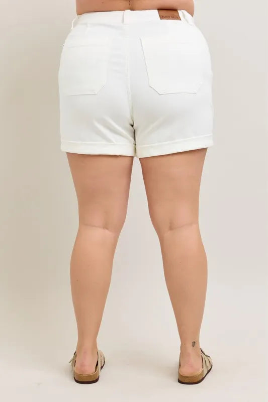 Judy Blue Full Size High Waist Cuff Denim Shorts Plus Size