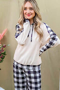 And The Why Drawstring Hooded Top and Plaid Pants Set