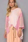 POL High-Low Contrast V-Neck Top for Stylish Casual Wear