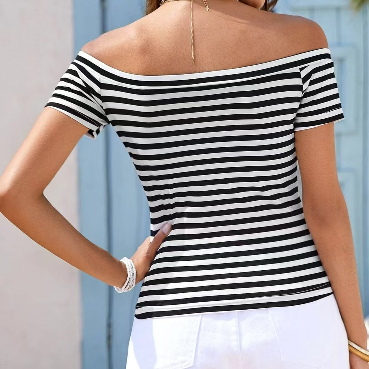 Off-Shoulder Striped Top