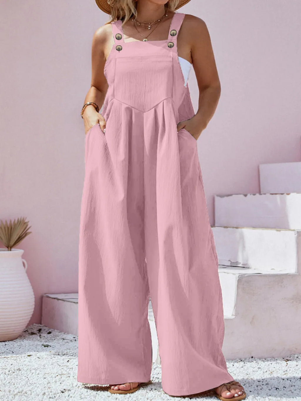 Square Neck Wide Leg Overalls