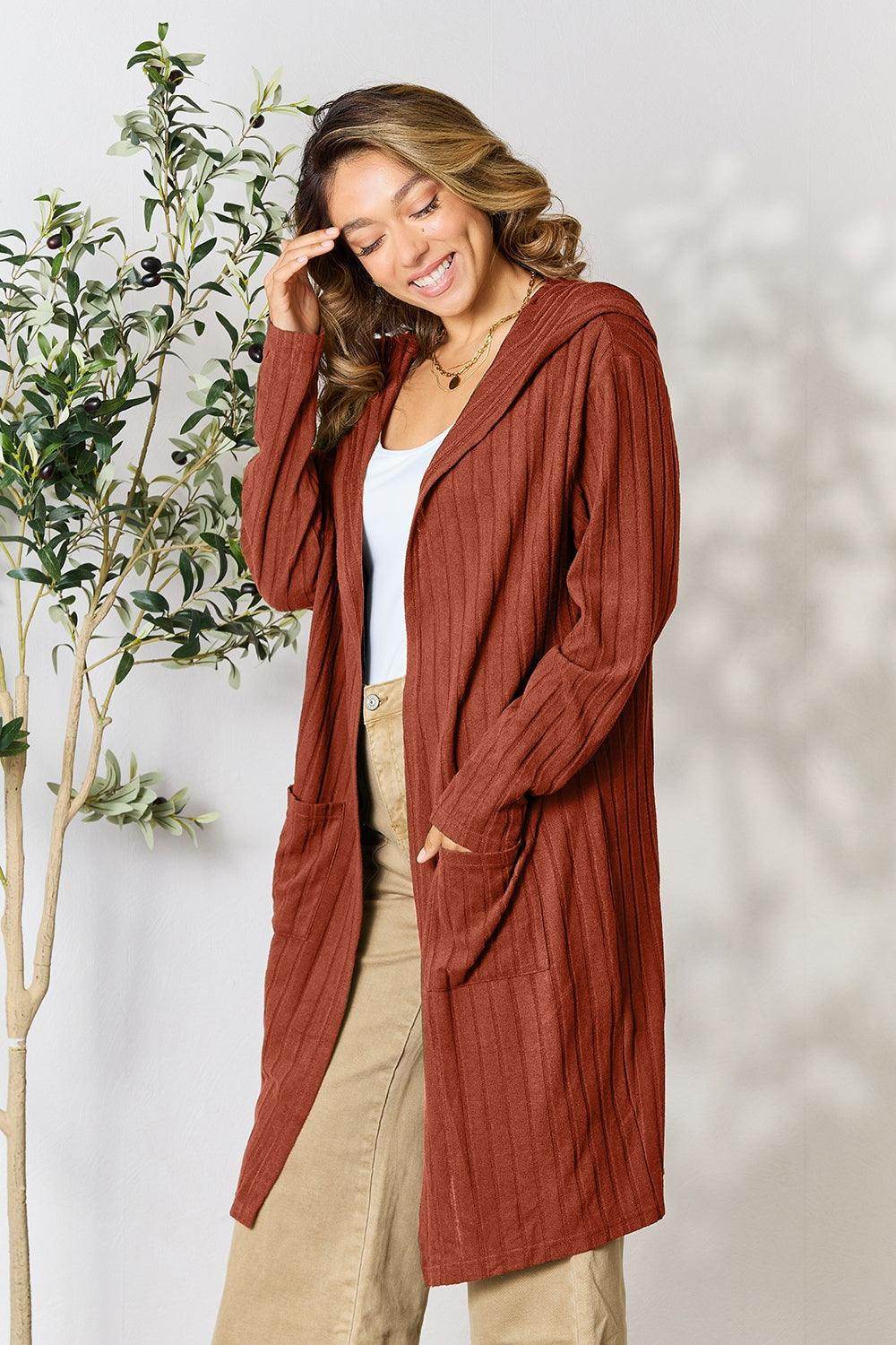 Basic Bae Full Size Hooded Sweater Cardigan for Women