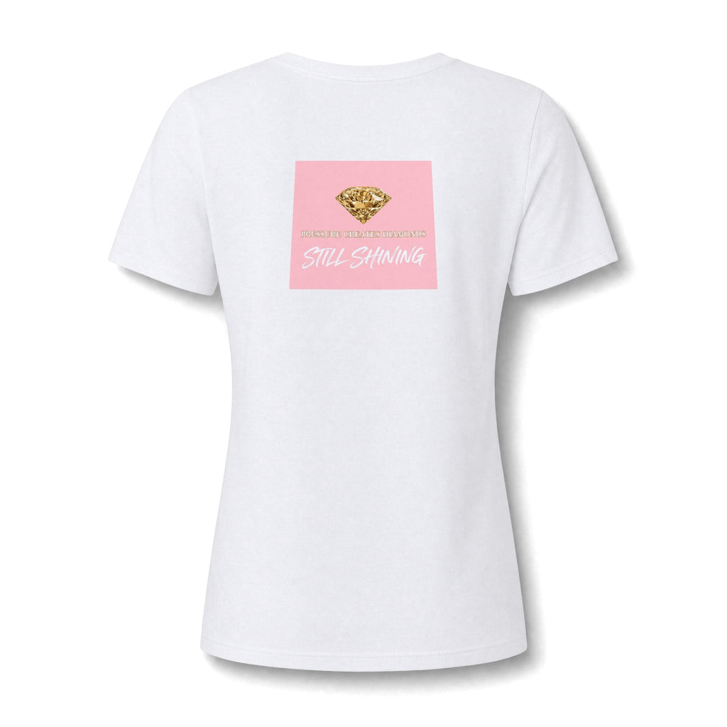Women's V-Neck Tee —  Pressure Creates Diamonds Design