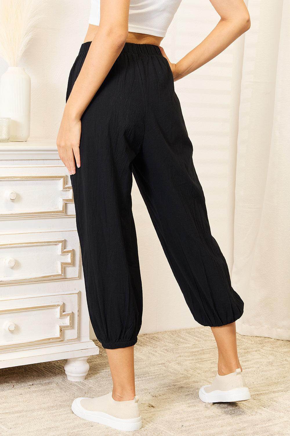 Shiny Decorative Button Cropped Pants for Stylish Outfits