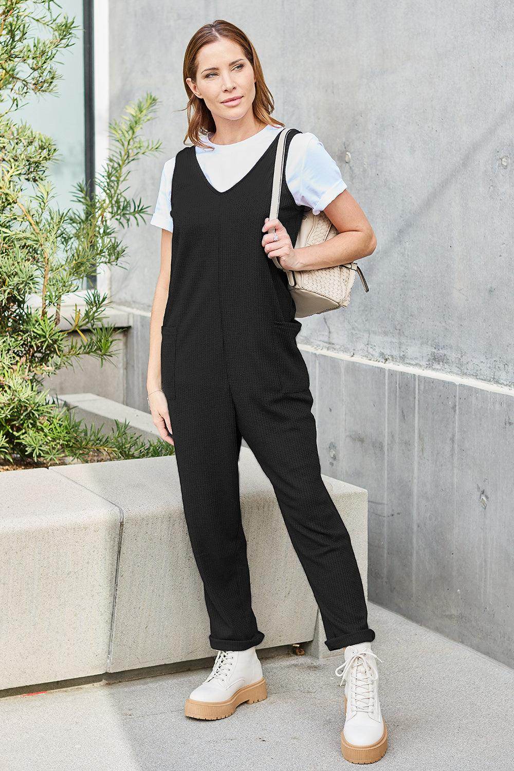 Double Take Full Size Sleeveless Straight Jumpsuit for Women