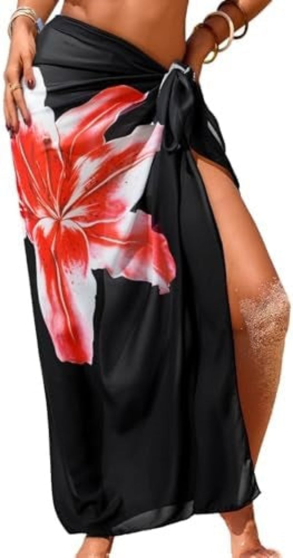 Sheer Chiffon High-Slit Swim Cover-Up Dress