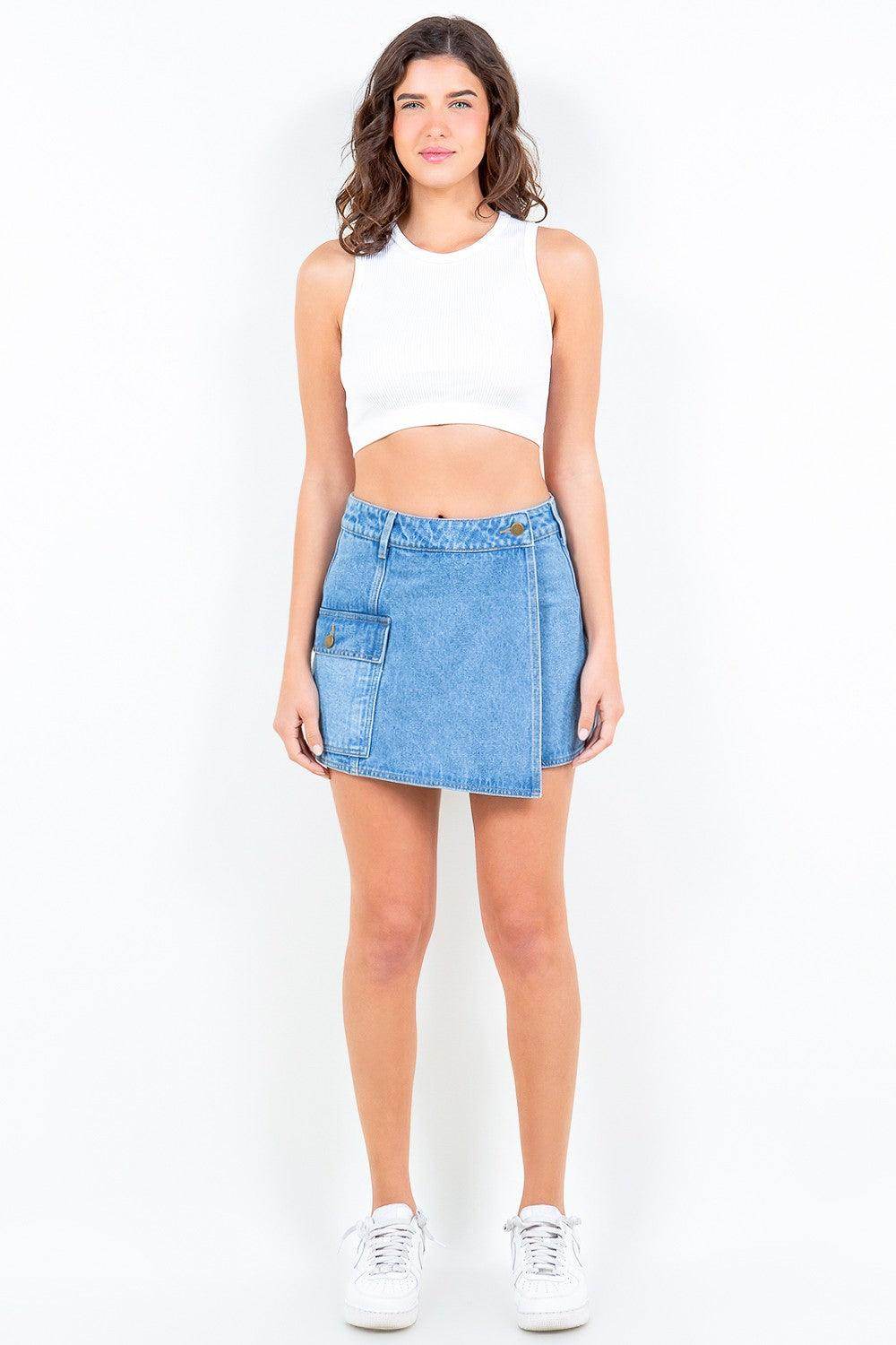 American Bazi Cargo Pocket Denim Skort for Trendy Style