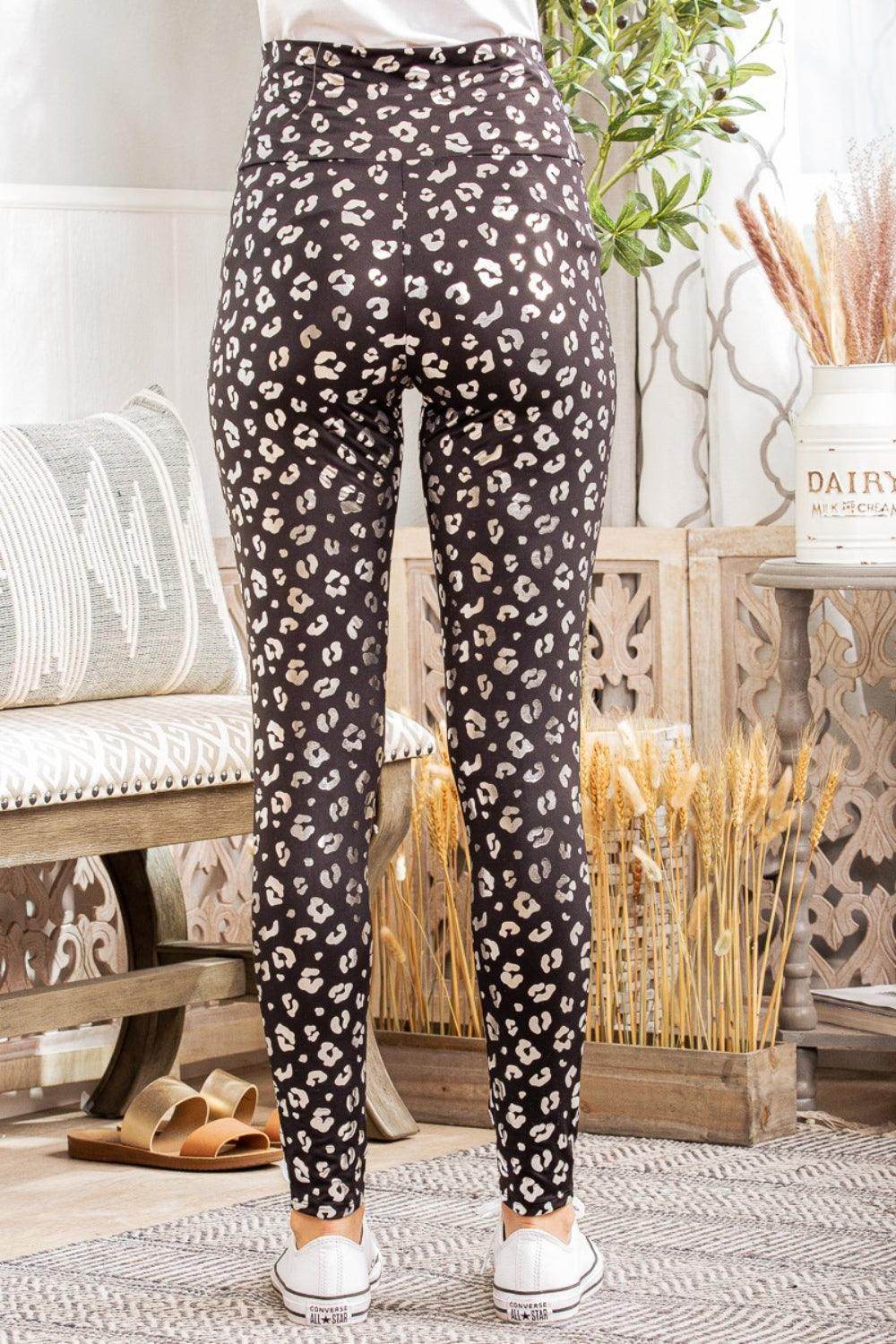 Heimish Full Size Leopard High Waist Leggings for Women