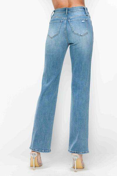 Bytos Full Size Distressed High Rise Straight Jeans For Women