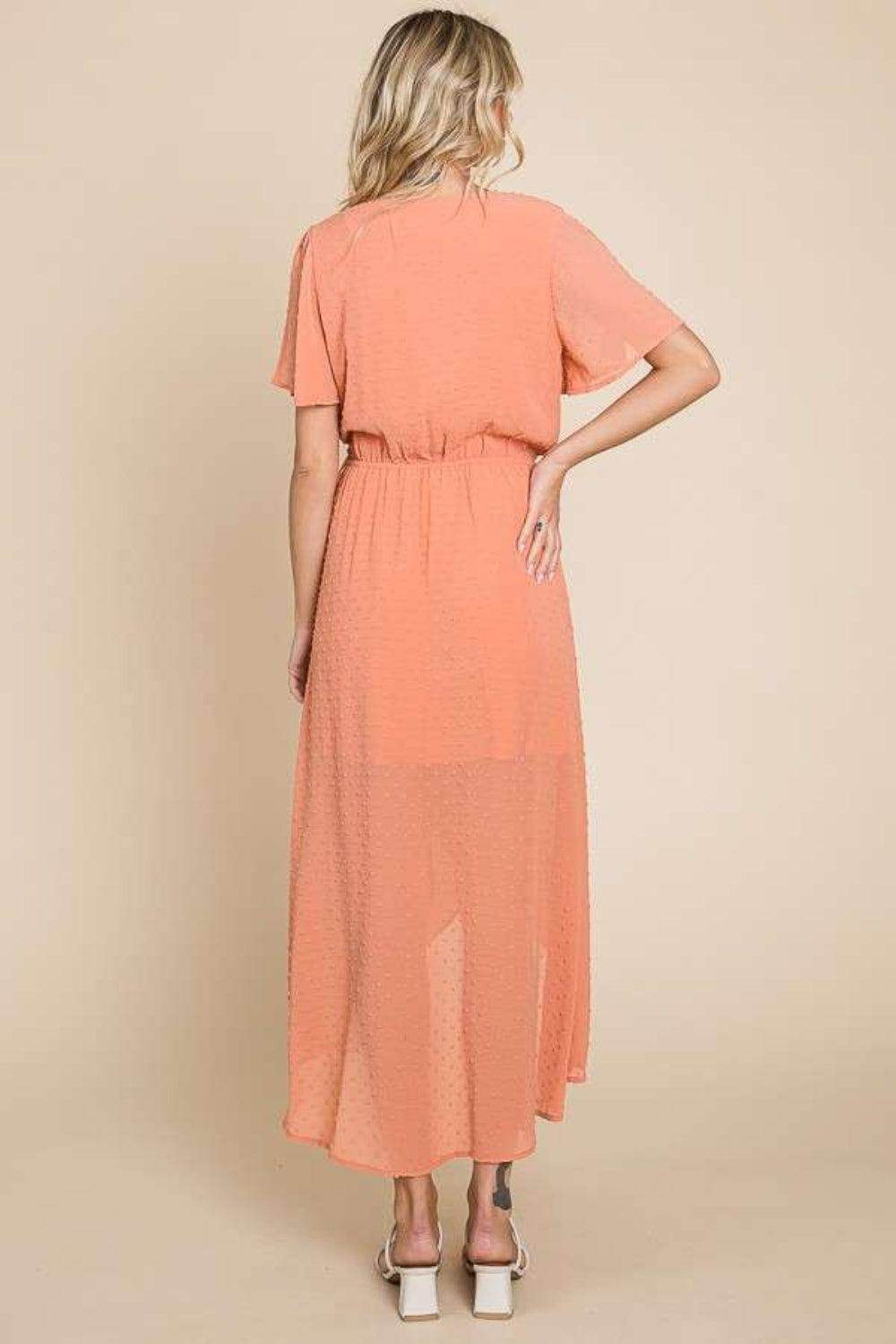 Culture Code Full Size Swiss Dot Tied Slit Dress