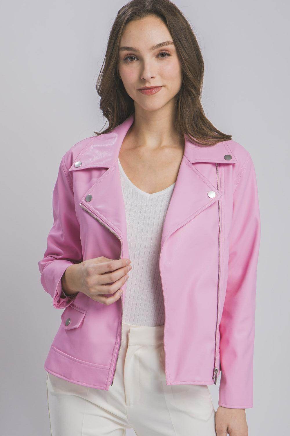 Love Tree Collared Neck Zip Up Jacket for Stylish Layering